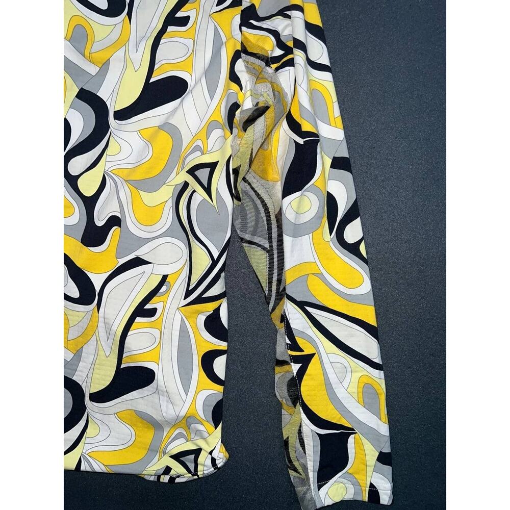 Icikuls Medium golf nylon Yellow Y2k Geometric 1/4 Zip Top A009181 - Picture 7 of 7